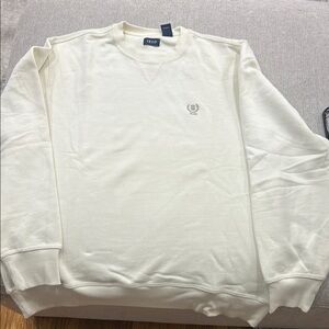 Izod Cream Crewneck Sweater with Classic Ribbed Design